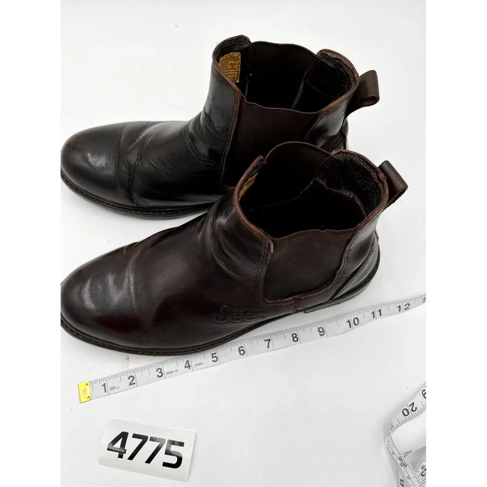 Jeep Chelsea Ankle Boots Mens US 9.5 Dark Brown Leather Casual Pull On Round Toe